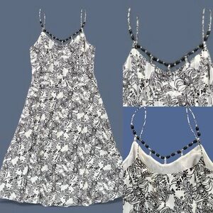 Ann Taylor LOFT Black/Brown White Floral Print Dress Size 4